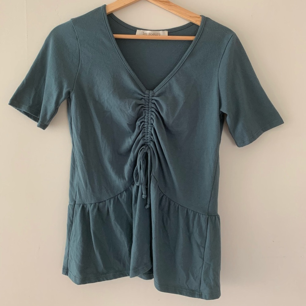 teal cinched top
